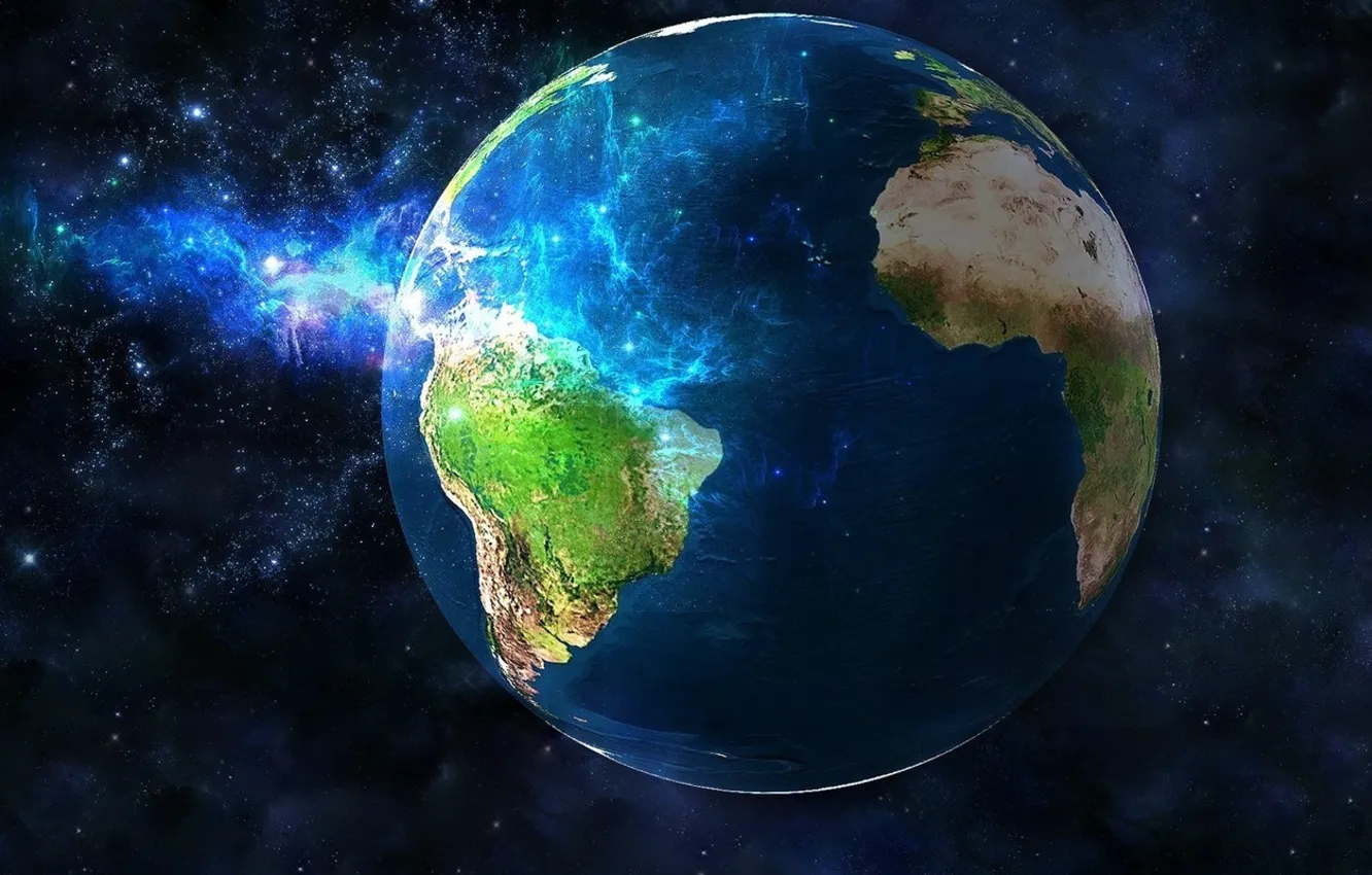 Photo wallpaper green, space, life, planet earth