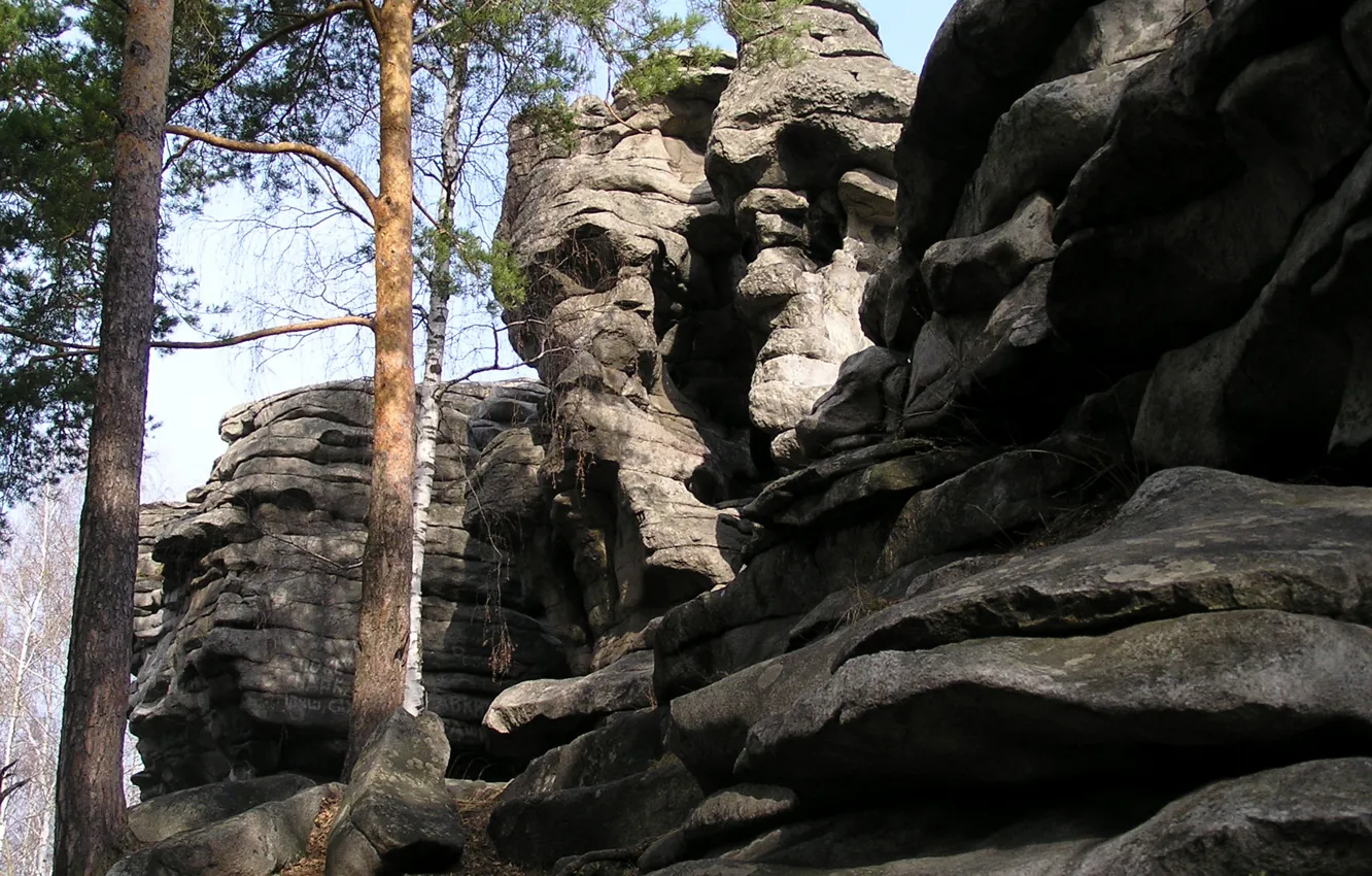 Photo wallpaper rocks, Ural, peter gronsky rocks