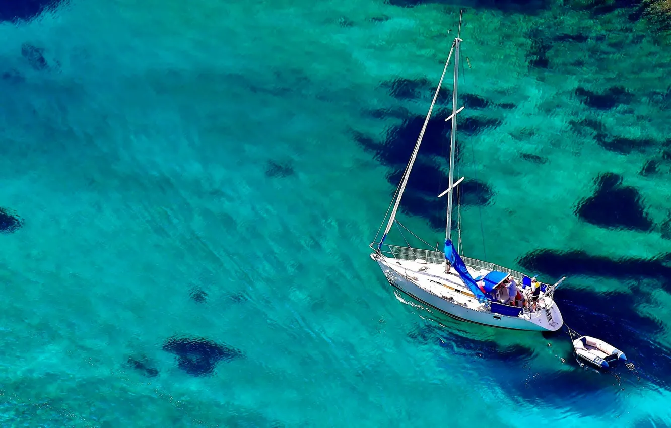 Photo wallpaper sea, water, boat, yacht