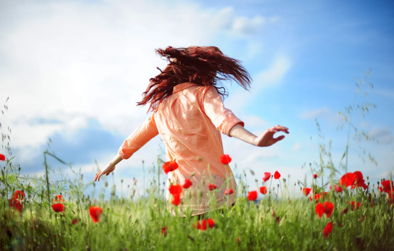 Photo wallpaper girl, hair, Maki, shirt