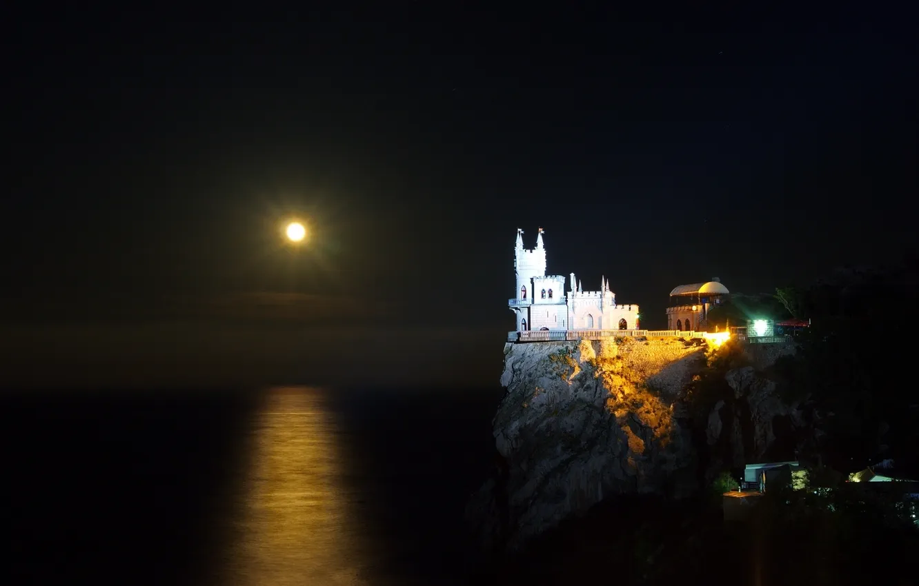 Photo wallpaper night, the moon, socket, Crimea, Swallow