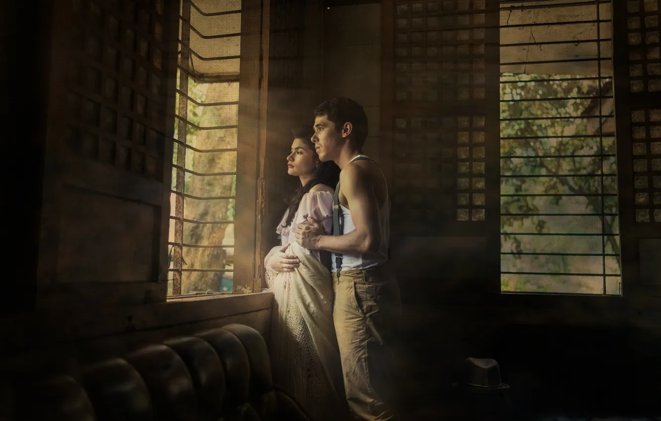 Photo wallpaper girl, light, window, guy