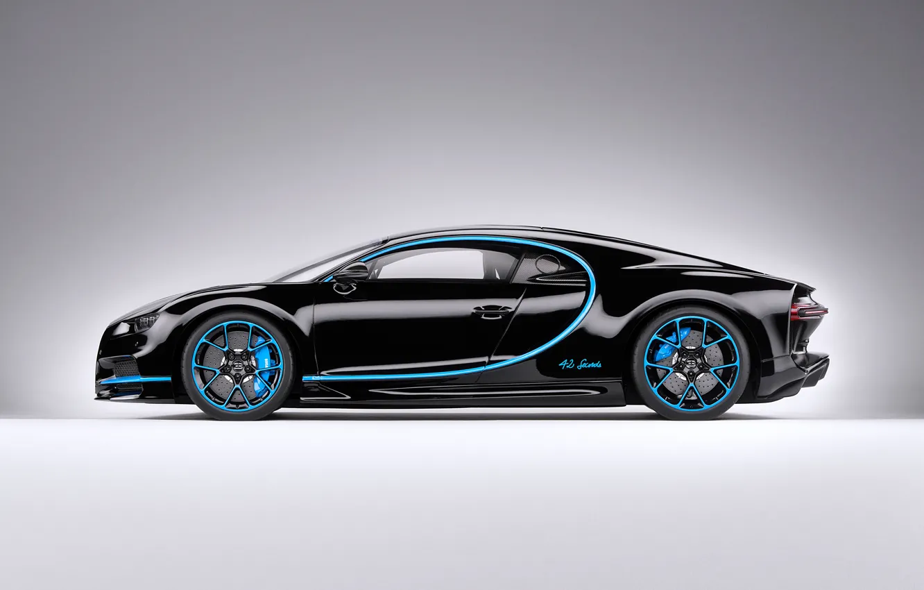 Photo wallpaper background, black, art, side view, hypercar, Bugatti Chiron