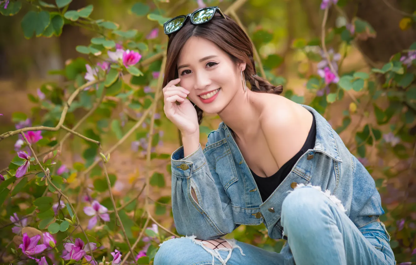 Photo wallpaper girl, portrait, Asian