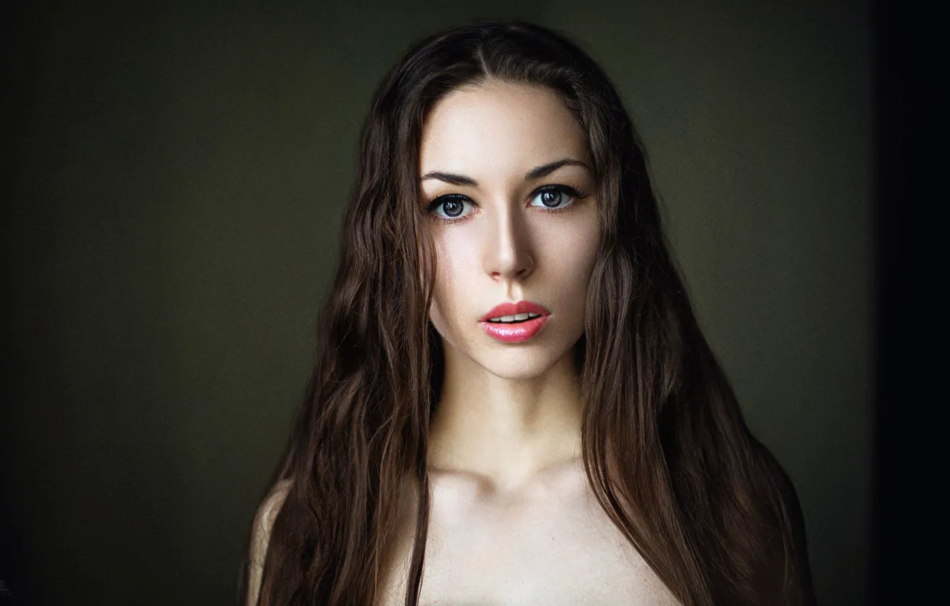 Photo wallpaper look, girl, face, background, sweetheart, model, portrait, the pupil