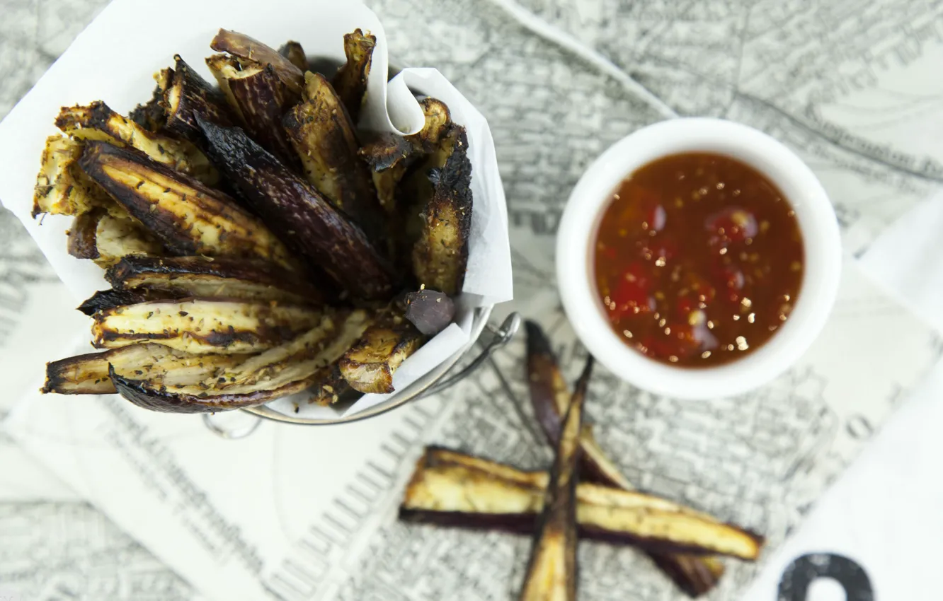 Photo wallpaper food, Eggplant fries, Fried eggplant