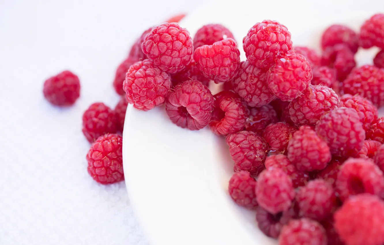 Photo wallpaper macro, berries, raspberry