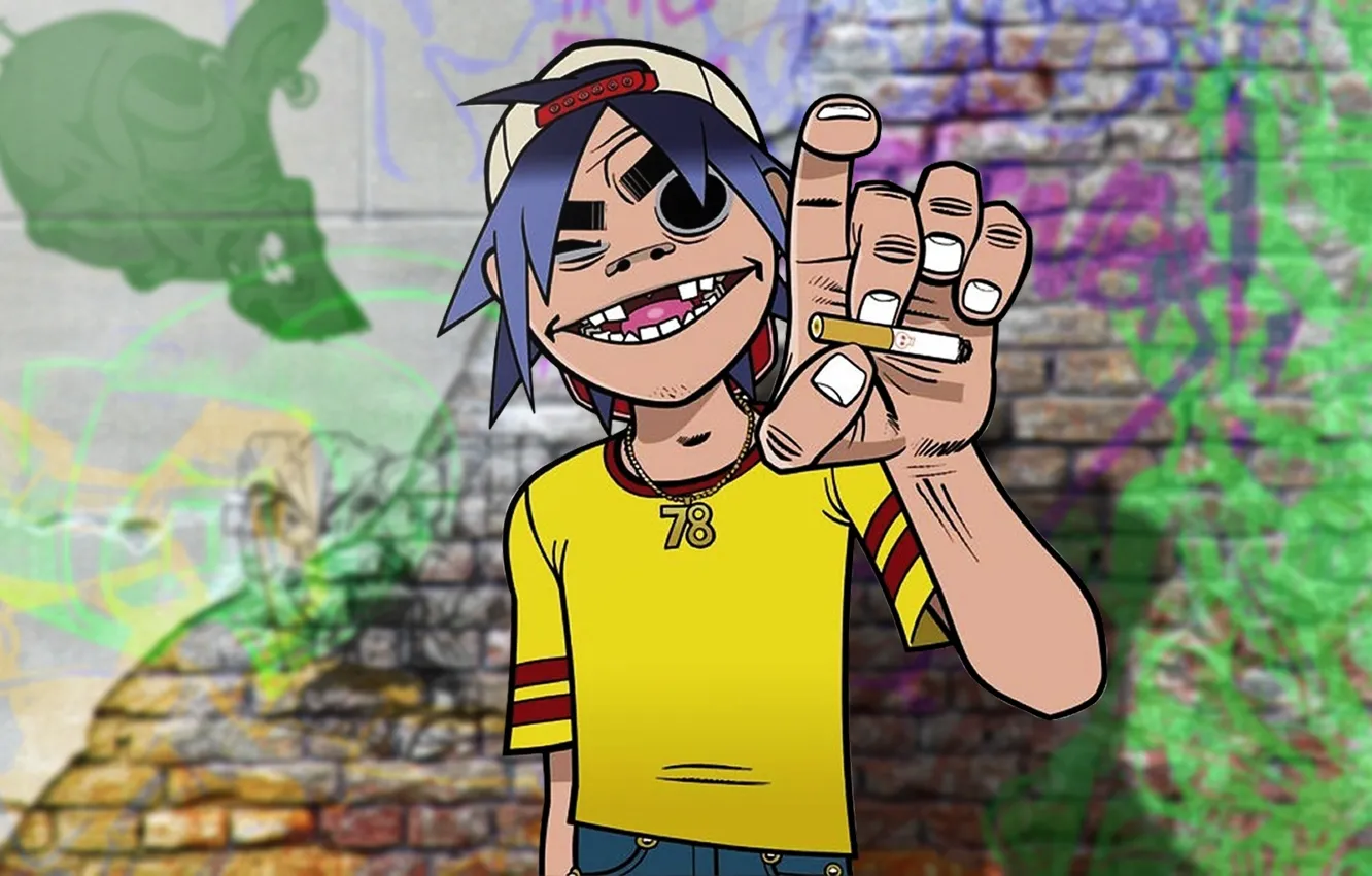 Photo wallpaper wall, cartoon, gorillaz, Illustration