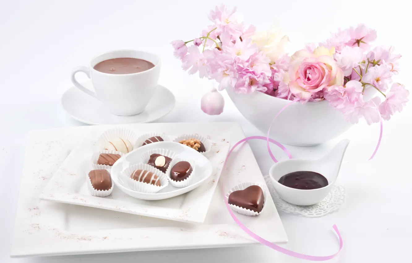 Photo wallpaper flowers, chocolate, candy, Anya Ivanova