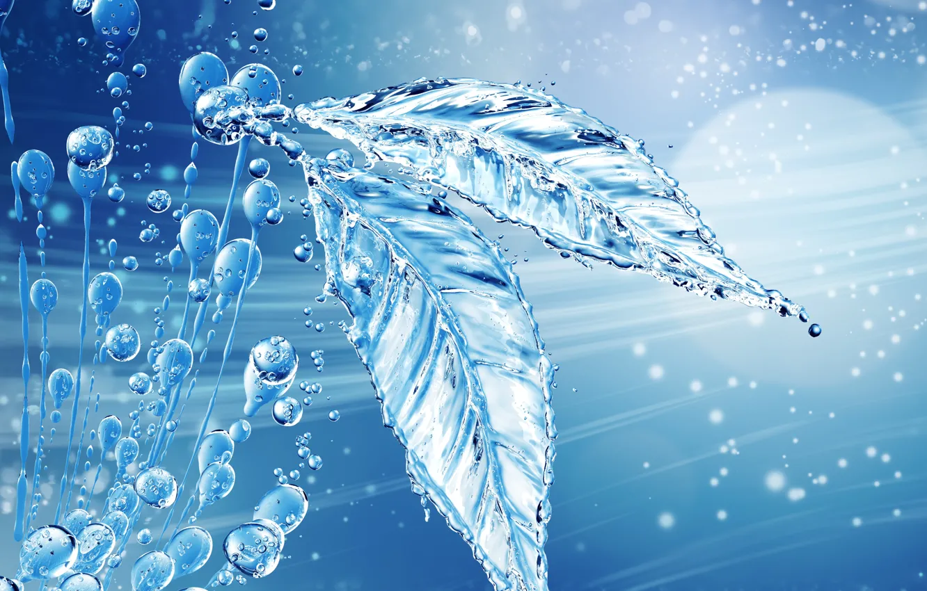 Photo wallpaper water, drops, splash, water, Illustration, detailed