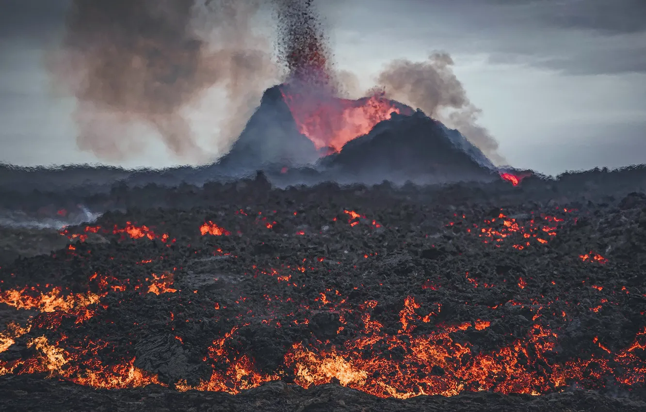 Photo wallpaper nature, the volcano, lava