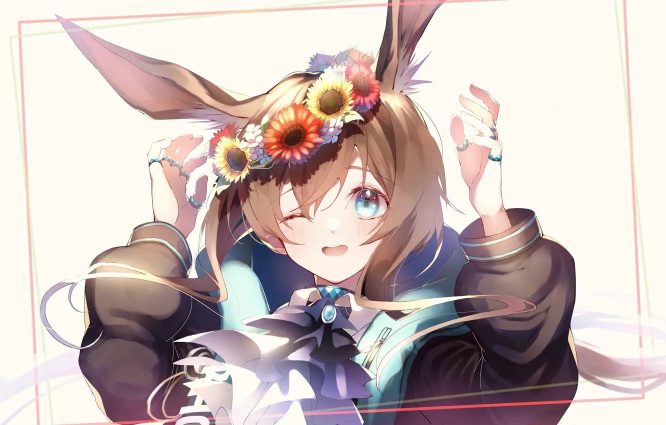 Photo wallpaper girl, wreath, Arknights, Amiya, ears
