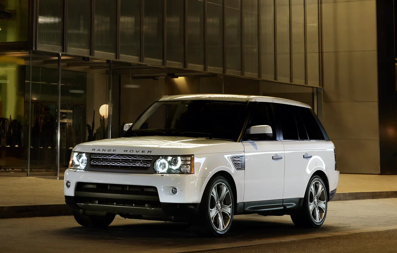 Photo wallpaper The evening, White, Sport, Machine, Machine, Land Rover, Range Rover, Car