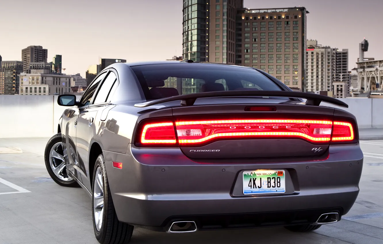Photo wallpaper house, Parking, muscle car, Dodge, rear view, dodge, charger, the charger