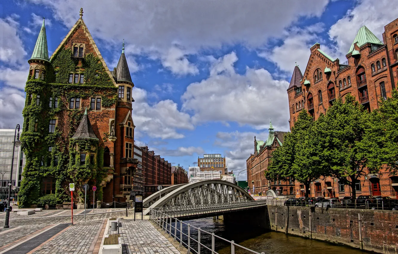 Photo wallpaper bridge, home, Germany, channel, Hamburg