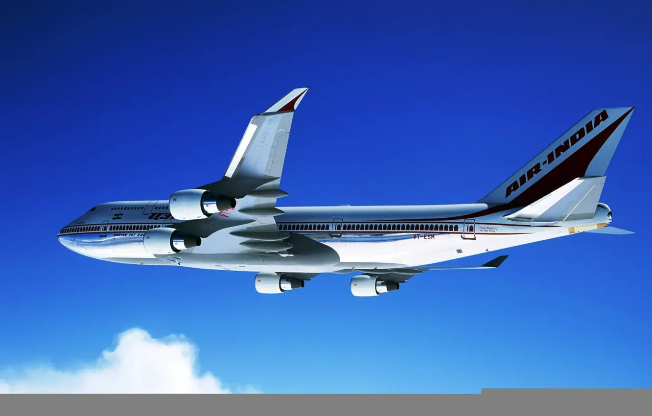 Photo wallpaper sky, clouds, plane, aviation