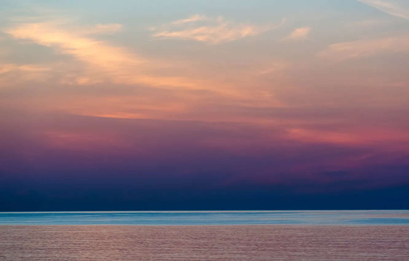 Photo wallpaper sea, sunrise, horizon