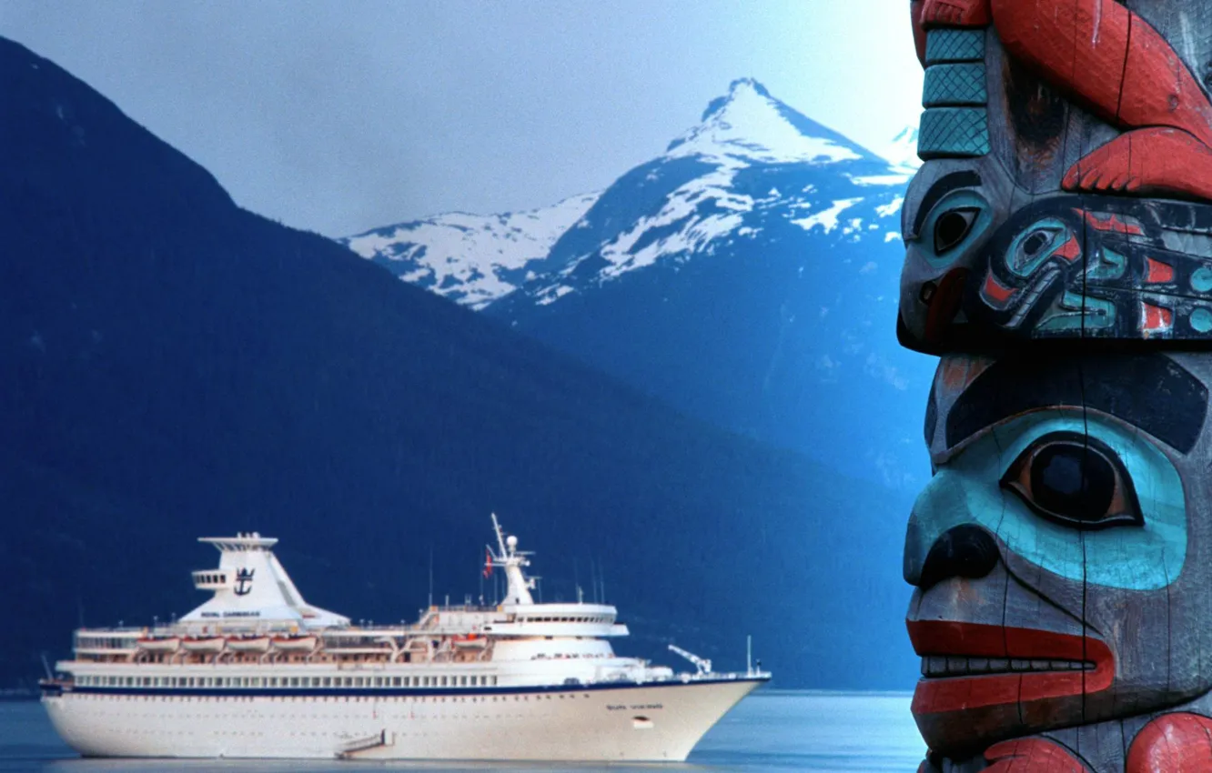 Photo wallpaper sea, God, Alaska, totem, sea liner