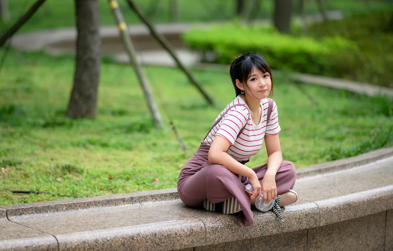 Photo wallpaper look, pose, Asian, sitting