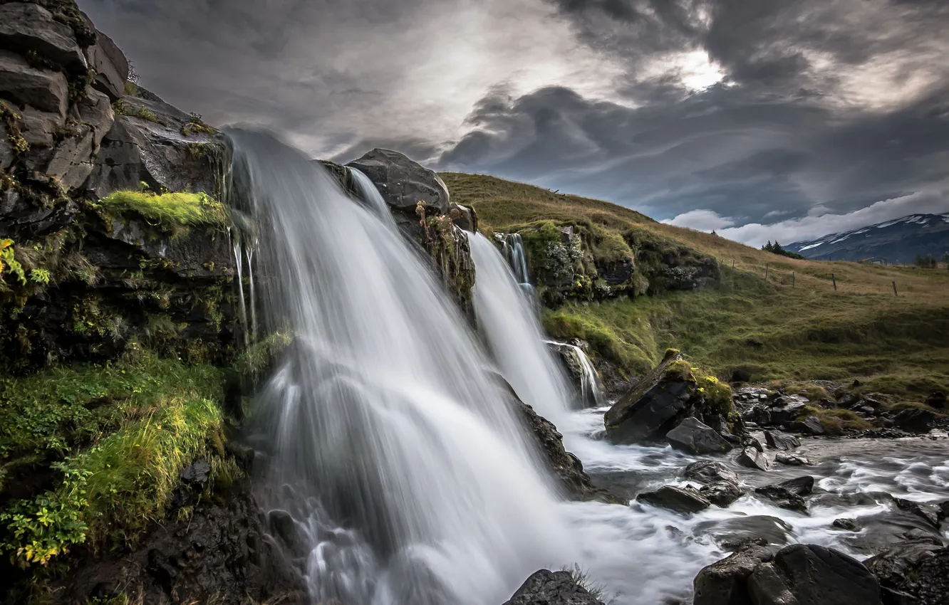 Photo wallpaper waterfall, Iceland, Iceland