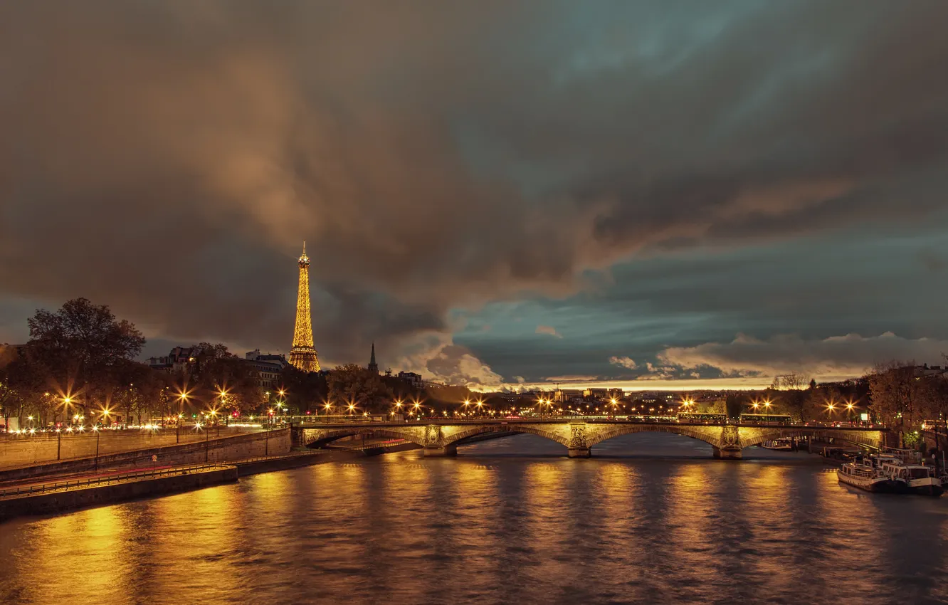 Photo wallpaper water, bridge, river, France, Paris, Hay, Eiffel tower, Paris