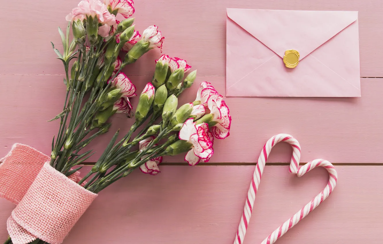 Photo wallpaper letter, bouquet, candy, the envelope