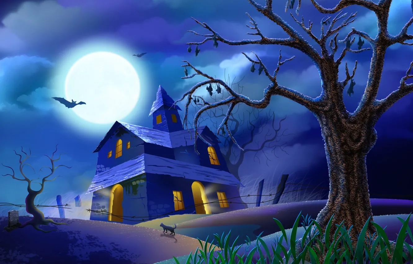 Photo wallpaper night, Halloween, horror, scary