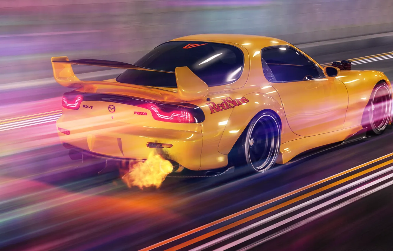 Photo wallpaper car, machine, auto, rendering, speed, Mazda, render, Mazda RX-7