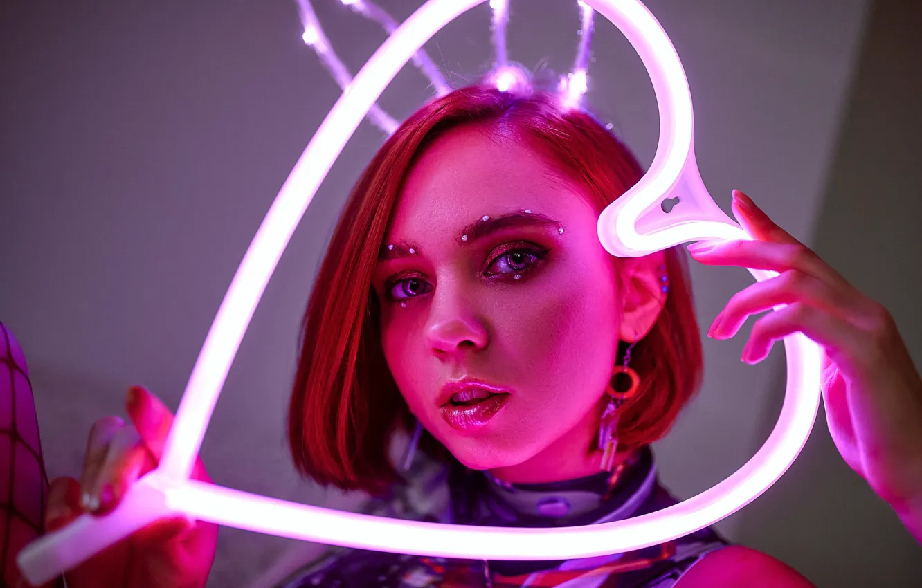 Photo wallpaper decoration, pose, background, model, heart, portrait, makeup, hairstyle