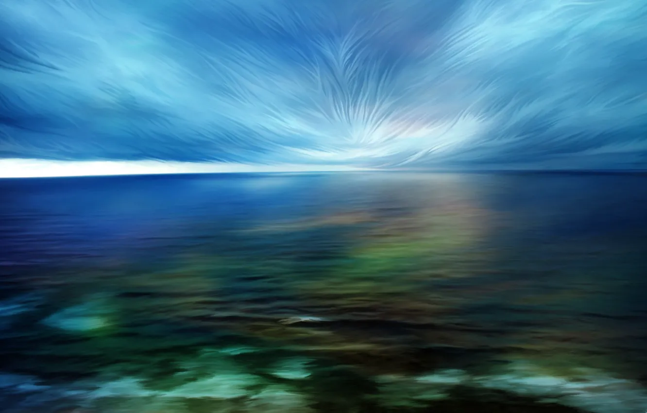 Photo wallpaper water, Figure, horizon