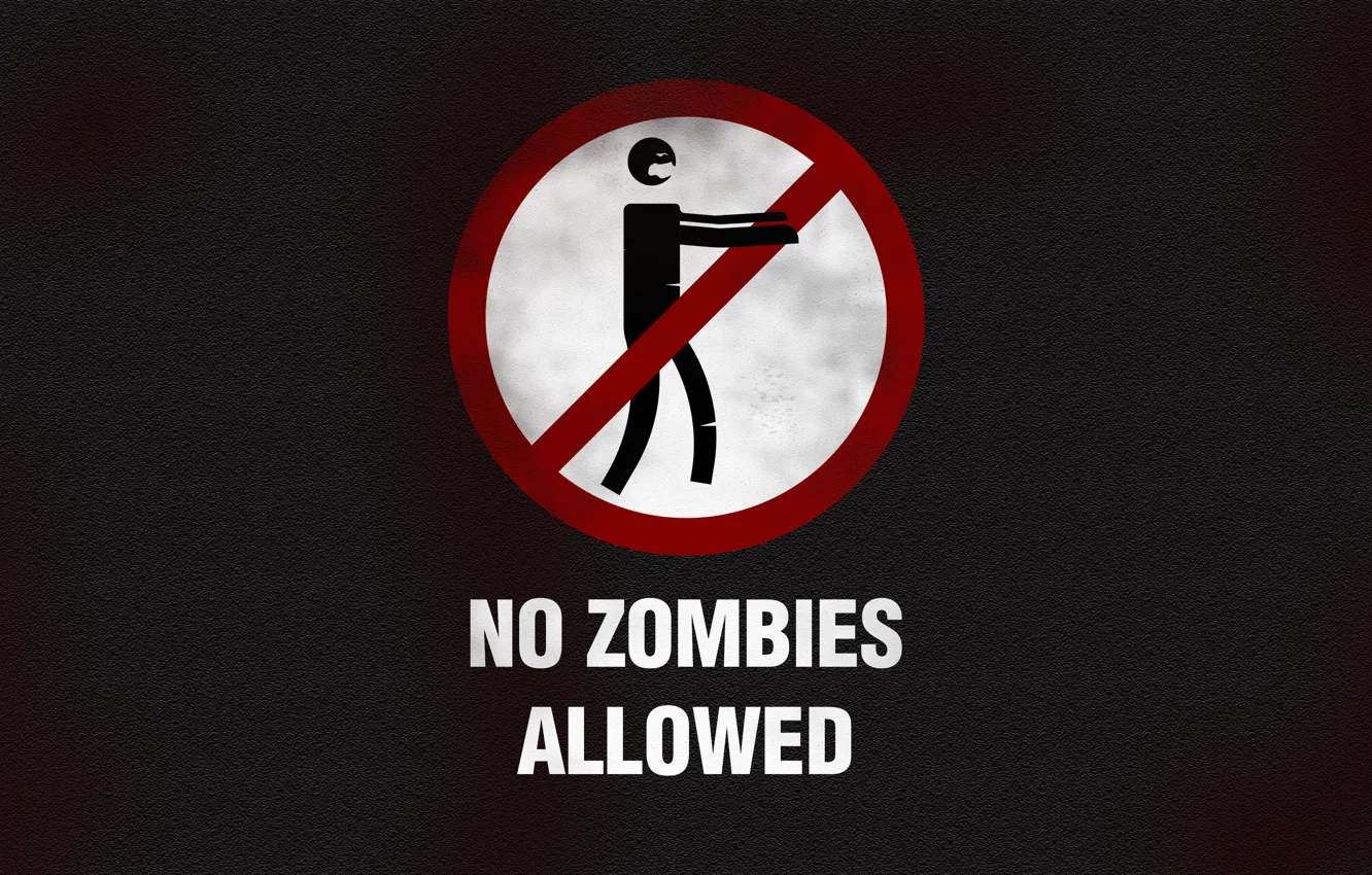 Photo wallpaper zombies, typography, minimalism, text, black background, humor, Sign, simple background