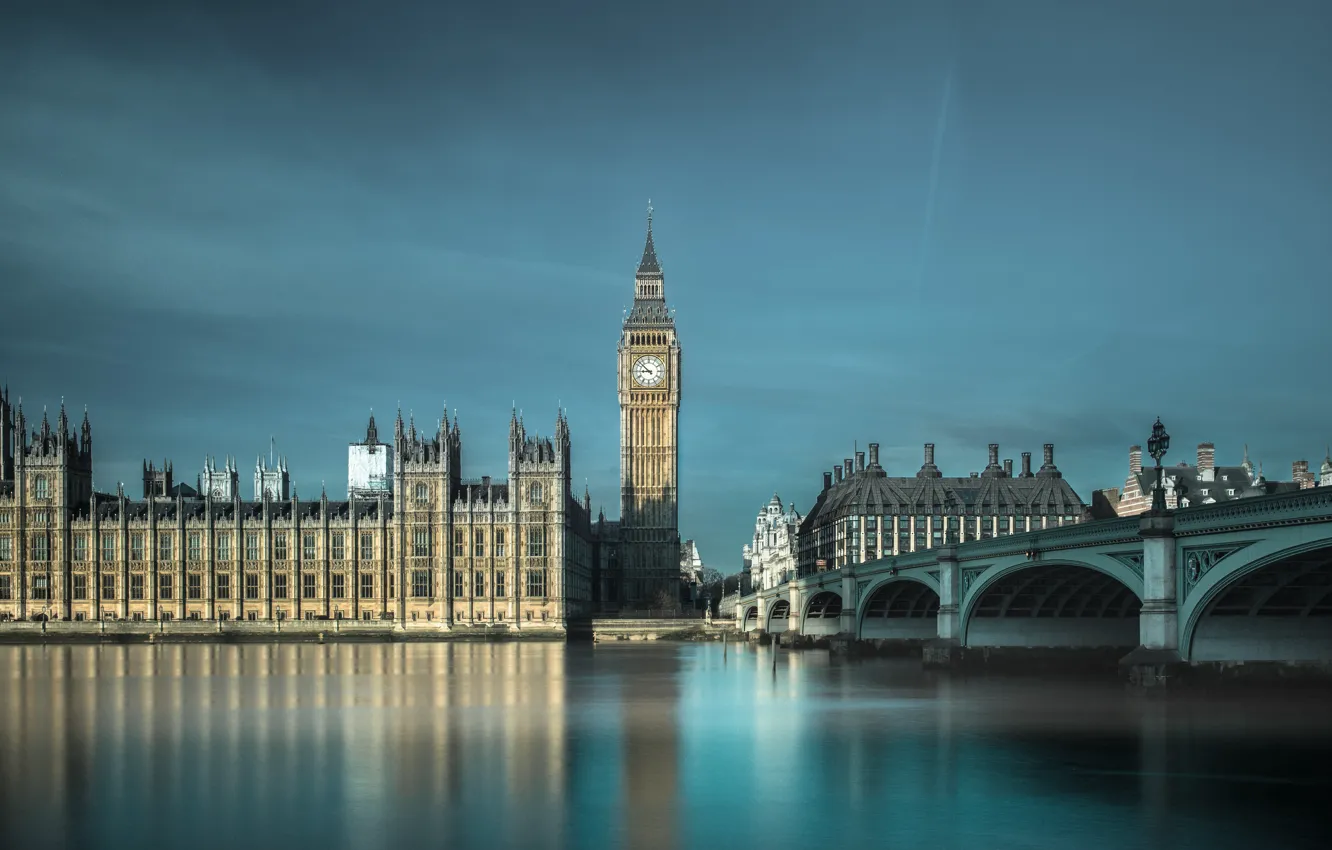 Photo wallpaper bridge, river, England, London, Thames, London, England, Big Ben
