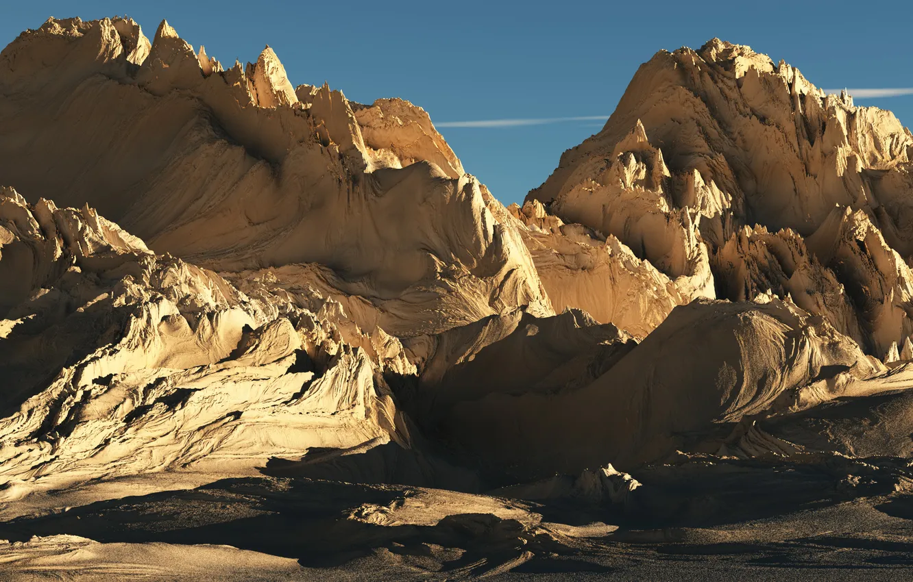 Photo wallpaper the sky, mountains, panorama, sunlight