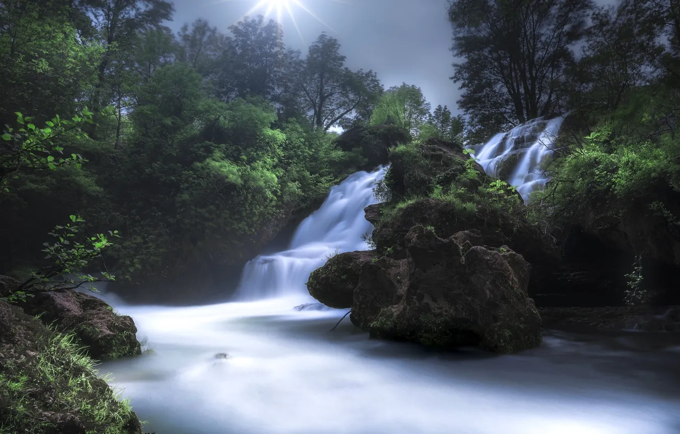 Photo wallpaper France, waterfall, cascade, France, Cascade de Navacelles, Navacelles