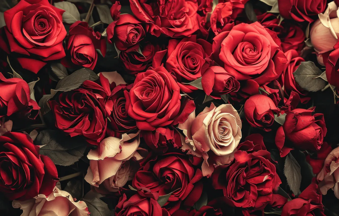 Photo wallpaper flowers, roses, AI art, neural network