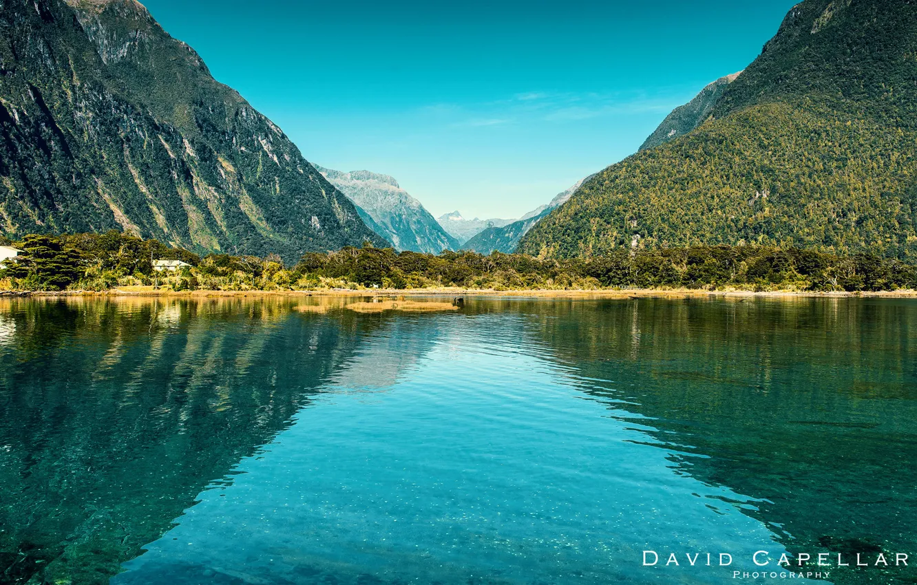 Photo wallpaper landscape, mountains, nature, lake, New Zealand, David Capellari