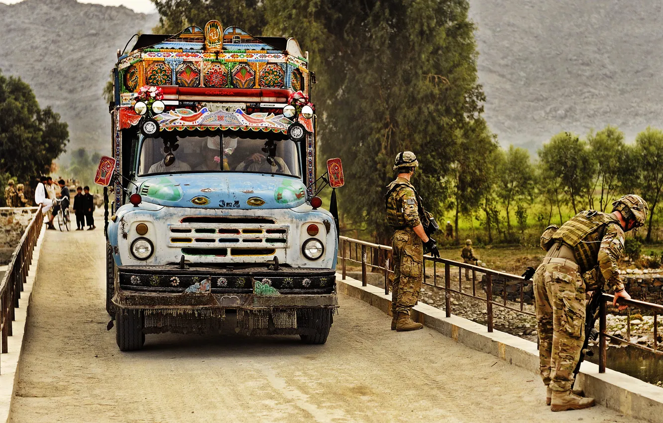 Photo wallpaper Bridge, Military, Afghanistan, ZIL