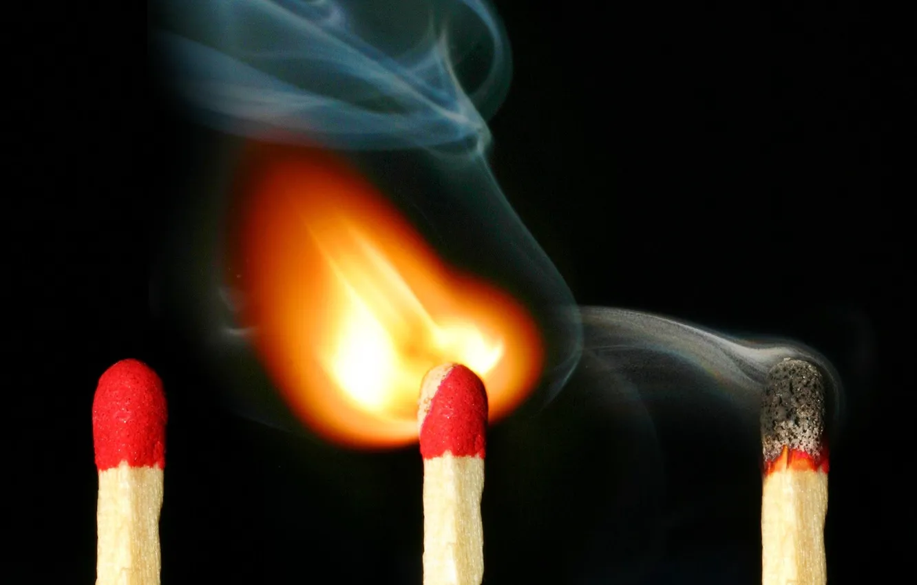 Photo wallpaper fire, smoke, matches, 157
