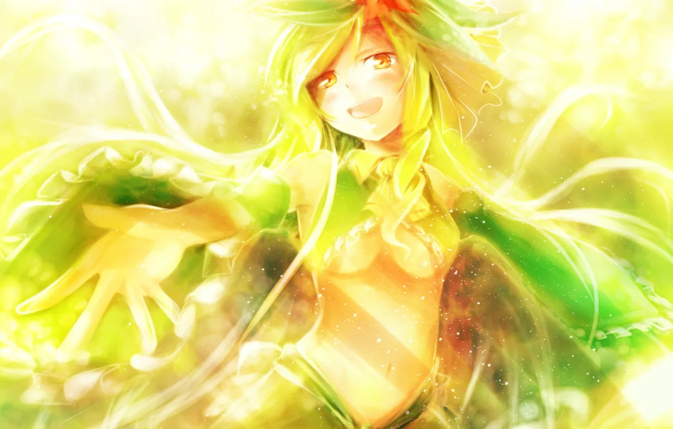 Photo wallpaper girl, light, flowers, anime, crown, art, pokemon, dennryuurai