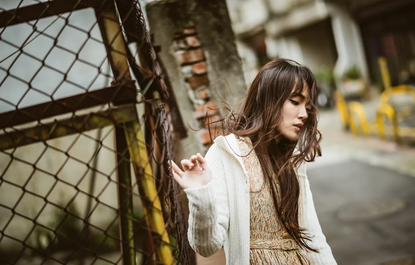 Photo wallpaper girl, street, Asian