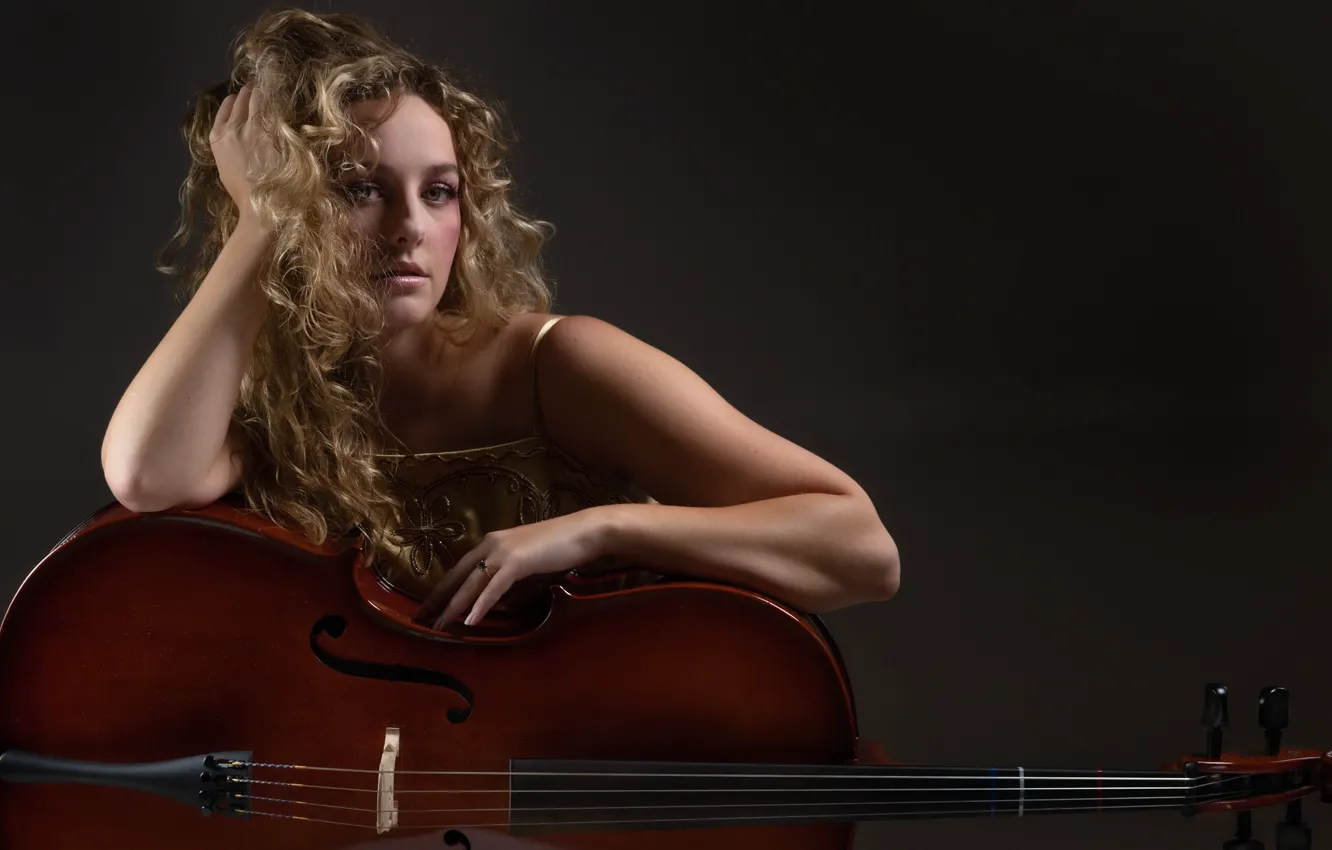 Photo wallpaper girl, music, cello