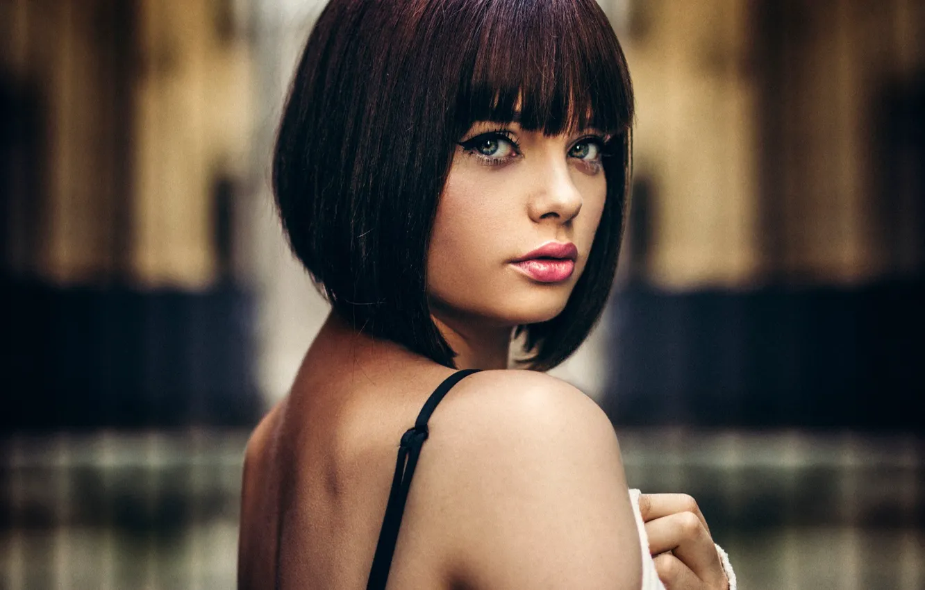 Photo wallpaper look, girl, hairstyle, shoulders, Fabien Mir, Marie Grippon