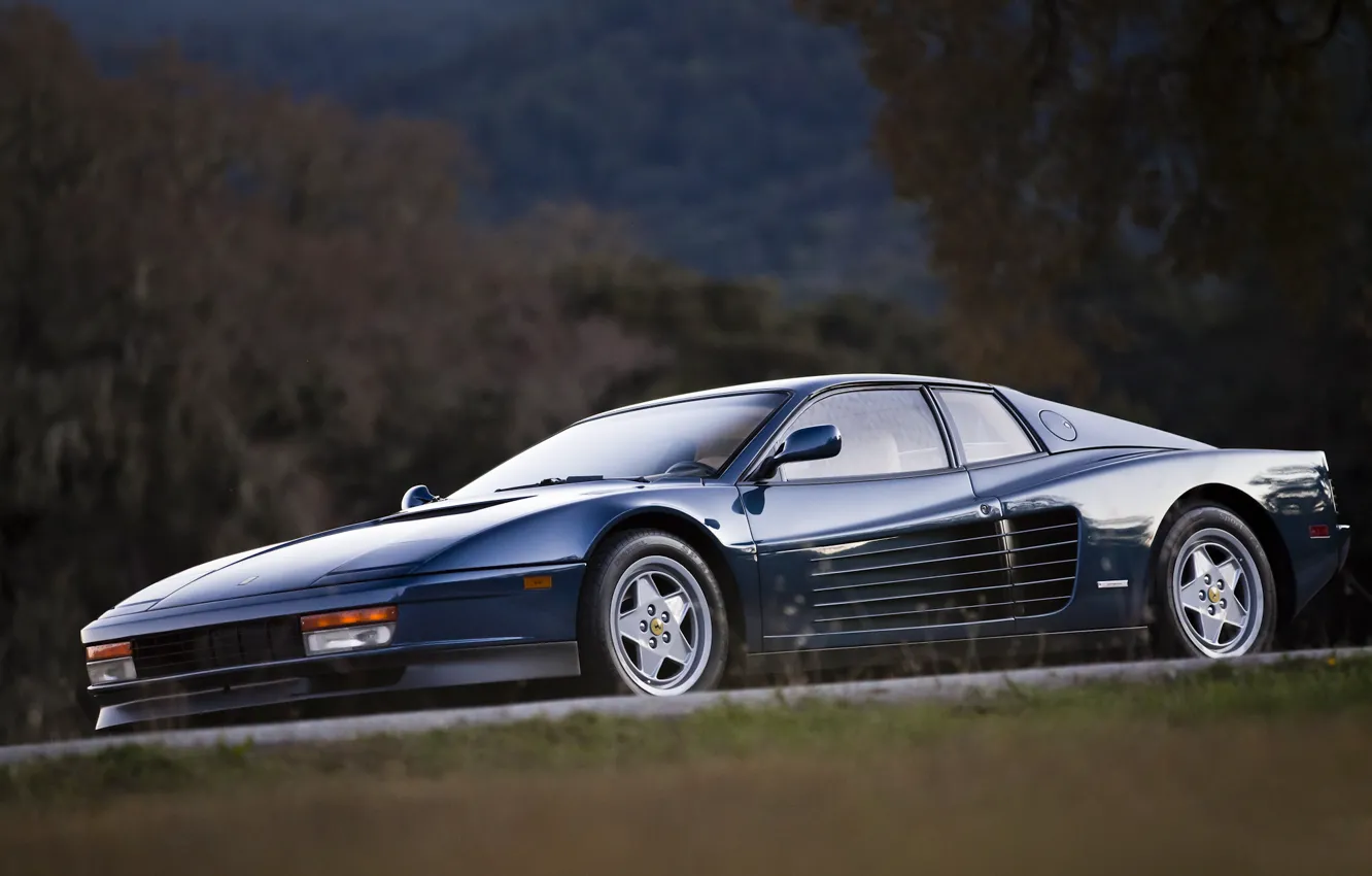 Photo wallpaper Dark, Ferrari, Blue, 512, Testarossa