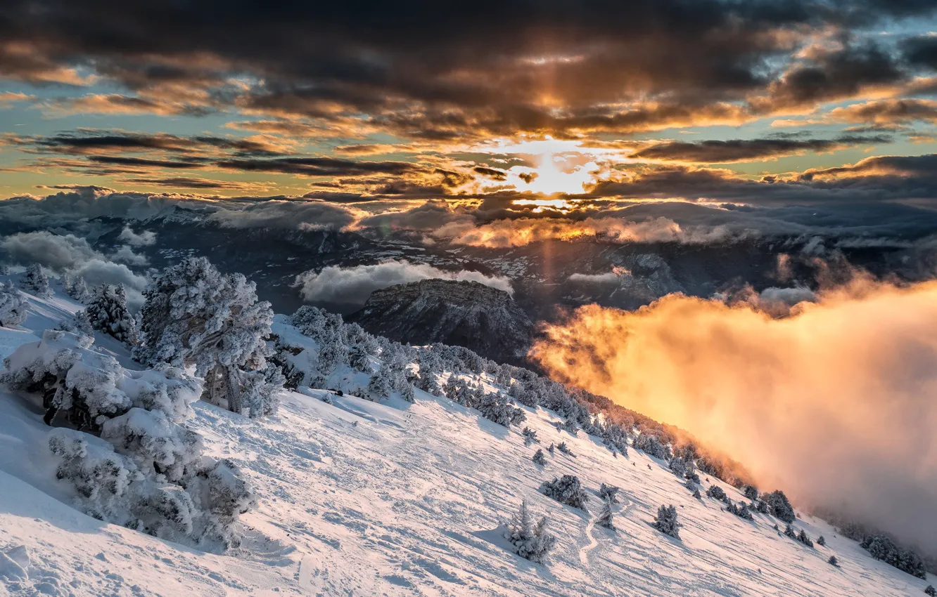 Photo wallpaper snow, mountains, photo, France, Alps