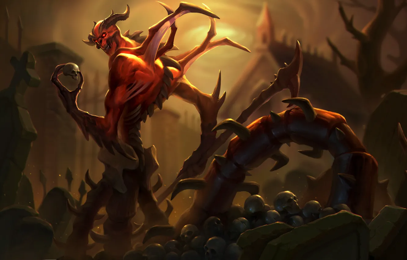 Photo wallpaper skull, the demon, horns, hon, art, Heroes of Newerth, Mephisto Myrmidon, MYRMIDON