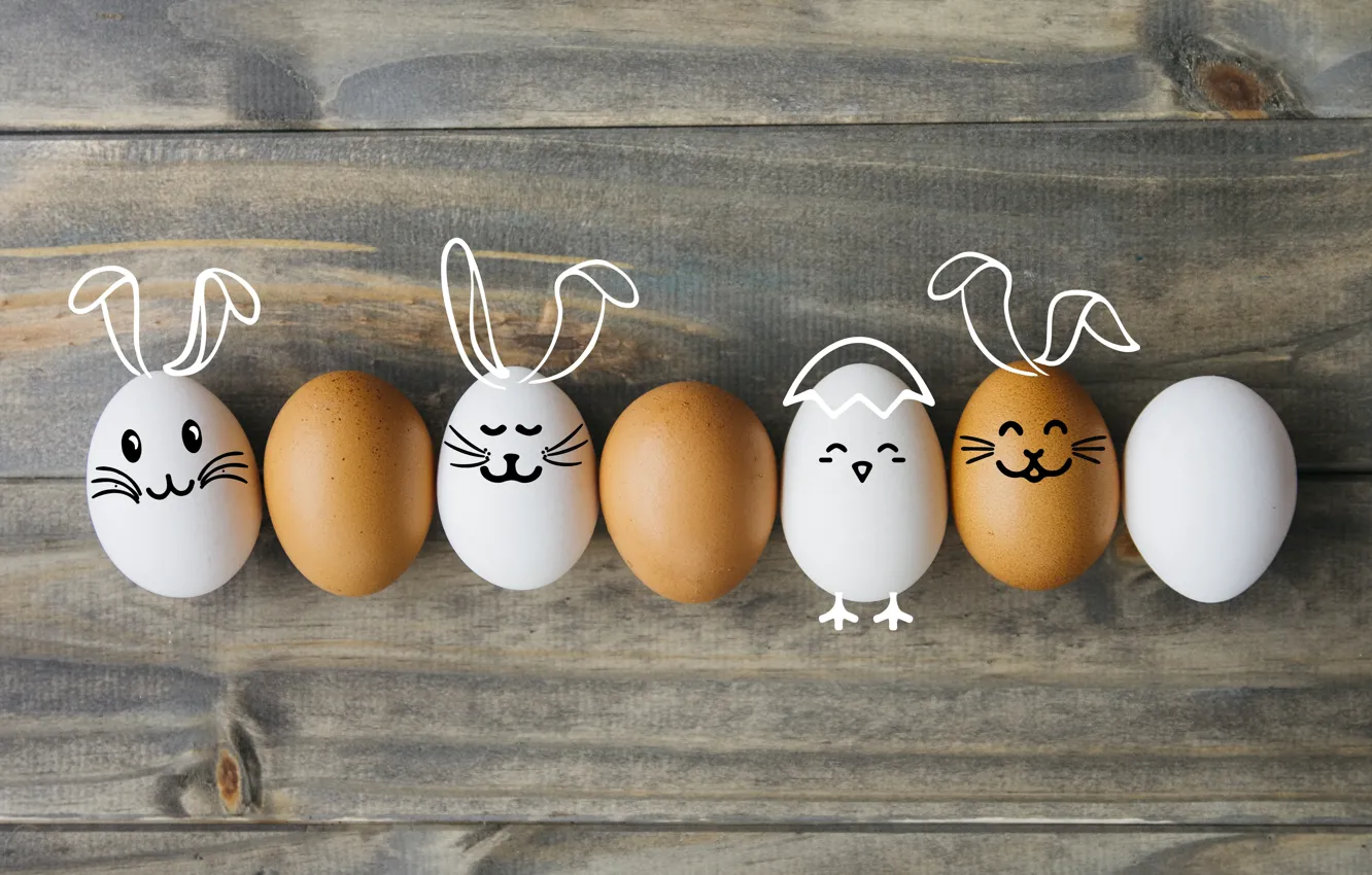 Photo wallpaper muzzle, rabbit, eggs, holiday, design, Easter, chickens, eggs