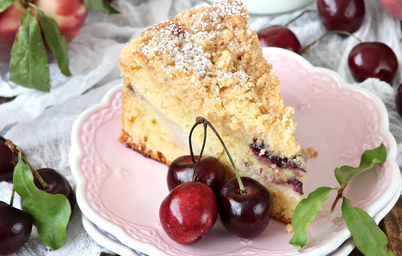 Photo wallpaper cherry, cakes, cake, delicious