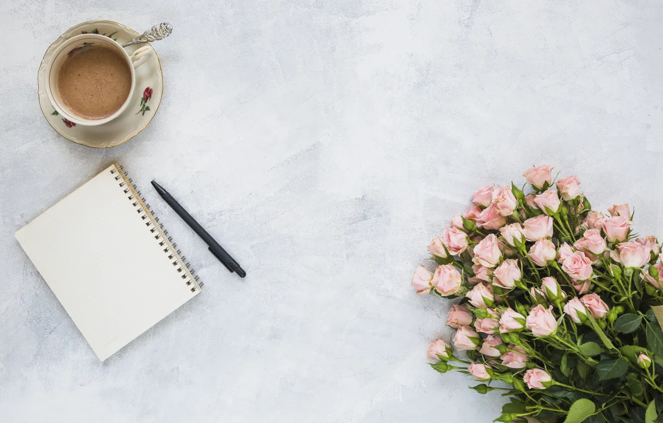 Photo wallpaper flowers, roses, bouquet, pink, pink, flowers, beautiful, romantic