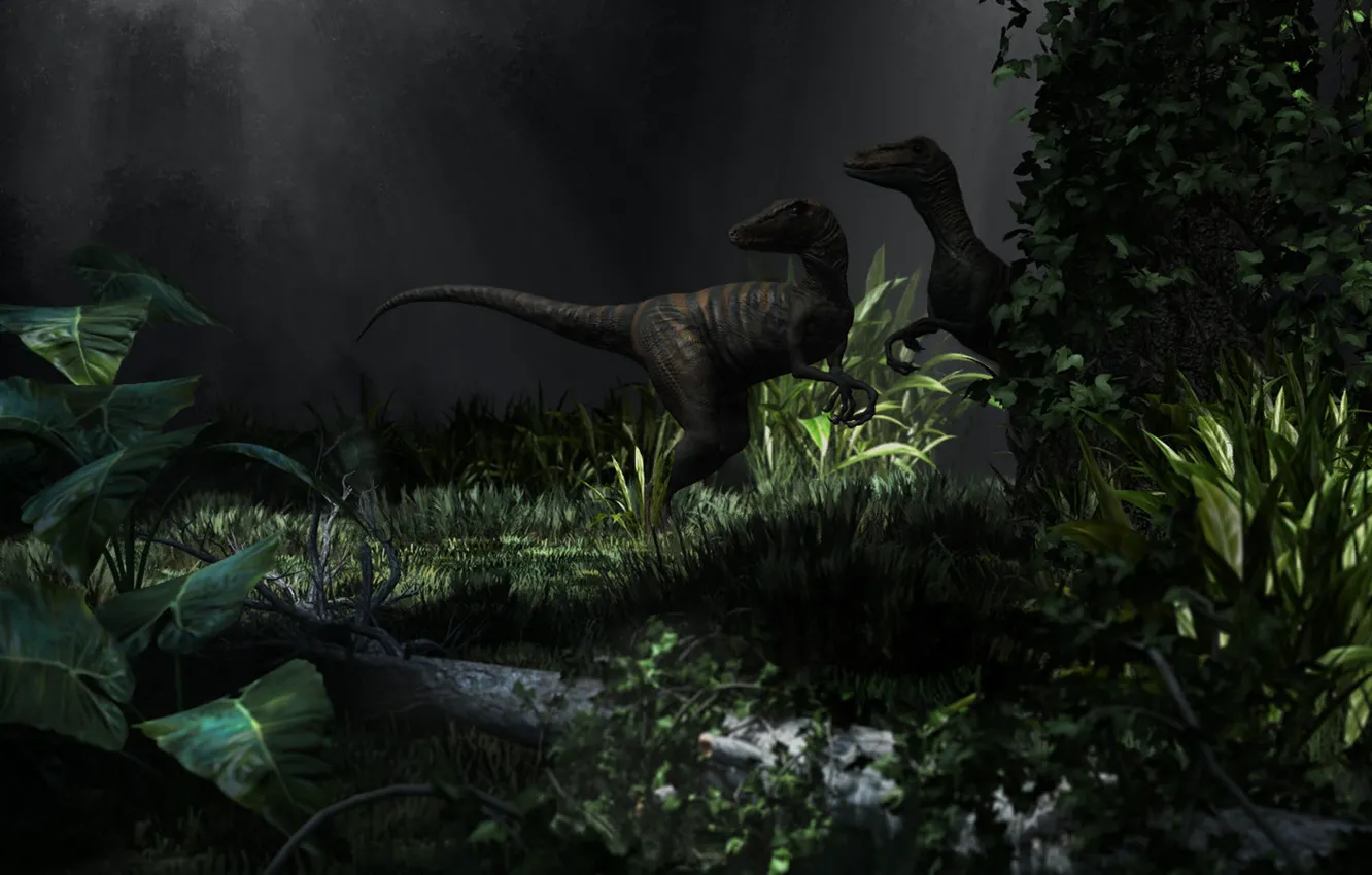 Photo wallpaper dinosaur, art, Raptors trap, Alessandro Mastronardi
