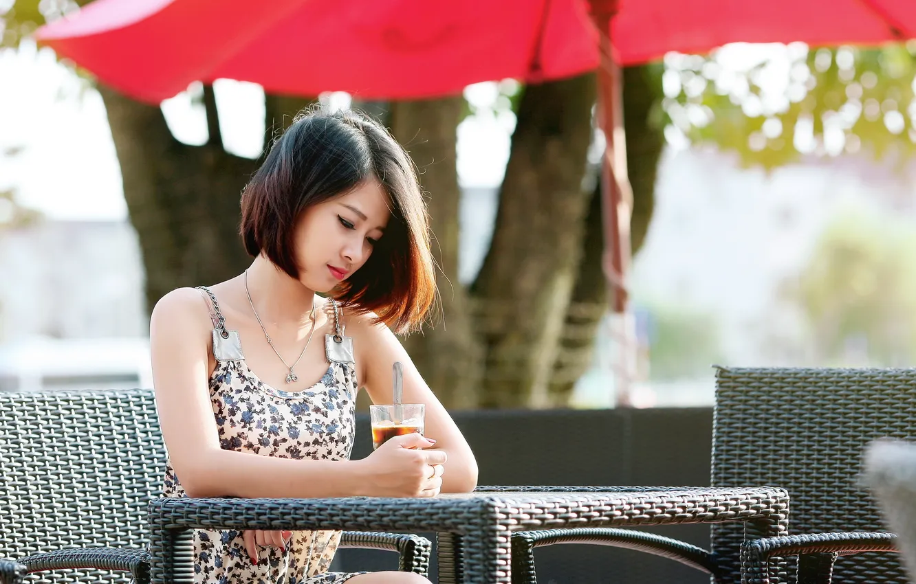 Photo wallpaper girl, background, Asian